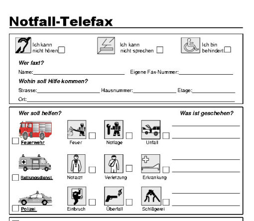 Gehörlosen - Notfallfax